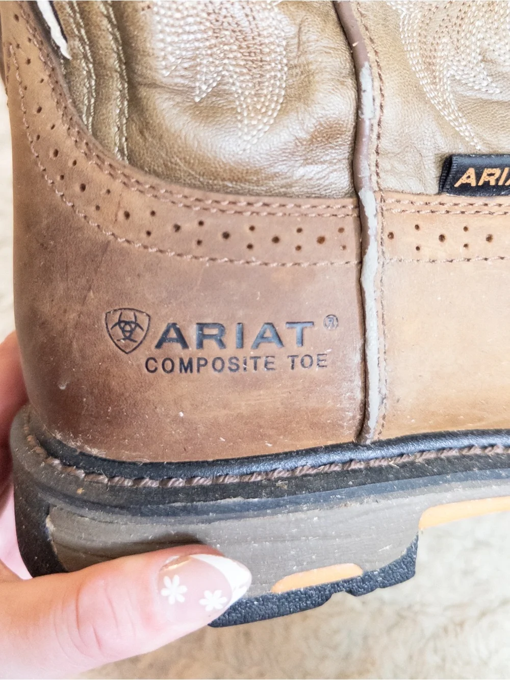 Ariat Composite Toe Brown Leather Cowboy Work Boots Men’s 9.5 EE